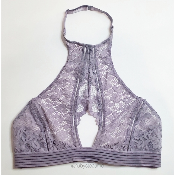 VICTORIA'S SECRET Very Sexy Floral Lace Halter Bralette -Lavender, New with Tag - Picture 3 of 8